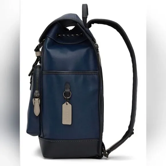 Coach 1941 Black & Navy League Leather Backpack NWT - Picture 2 of 7